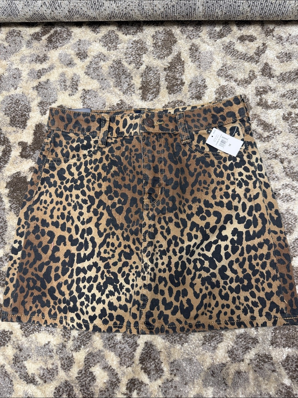 GAP Leopard Print Denim Mini Skirt - Brown & Black